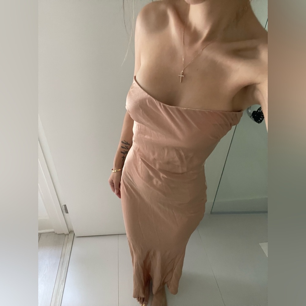 Beige botany satin dress